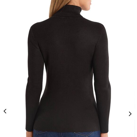 Boston Proper Black Ribbed Turtleneck Sweater Fitted Extra Small - Picture 3 of 8